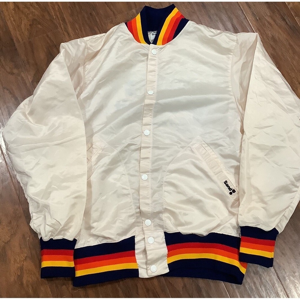 Vntg 70S Medalist Sand Knit Designer For The Pro  Full Zip Varsity Jacket Men L